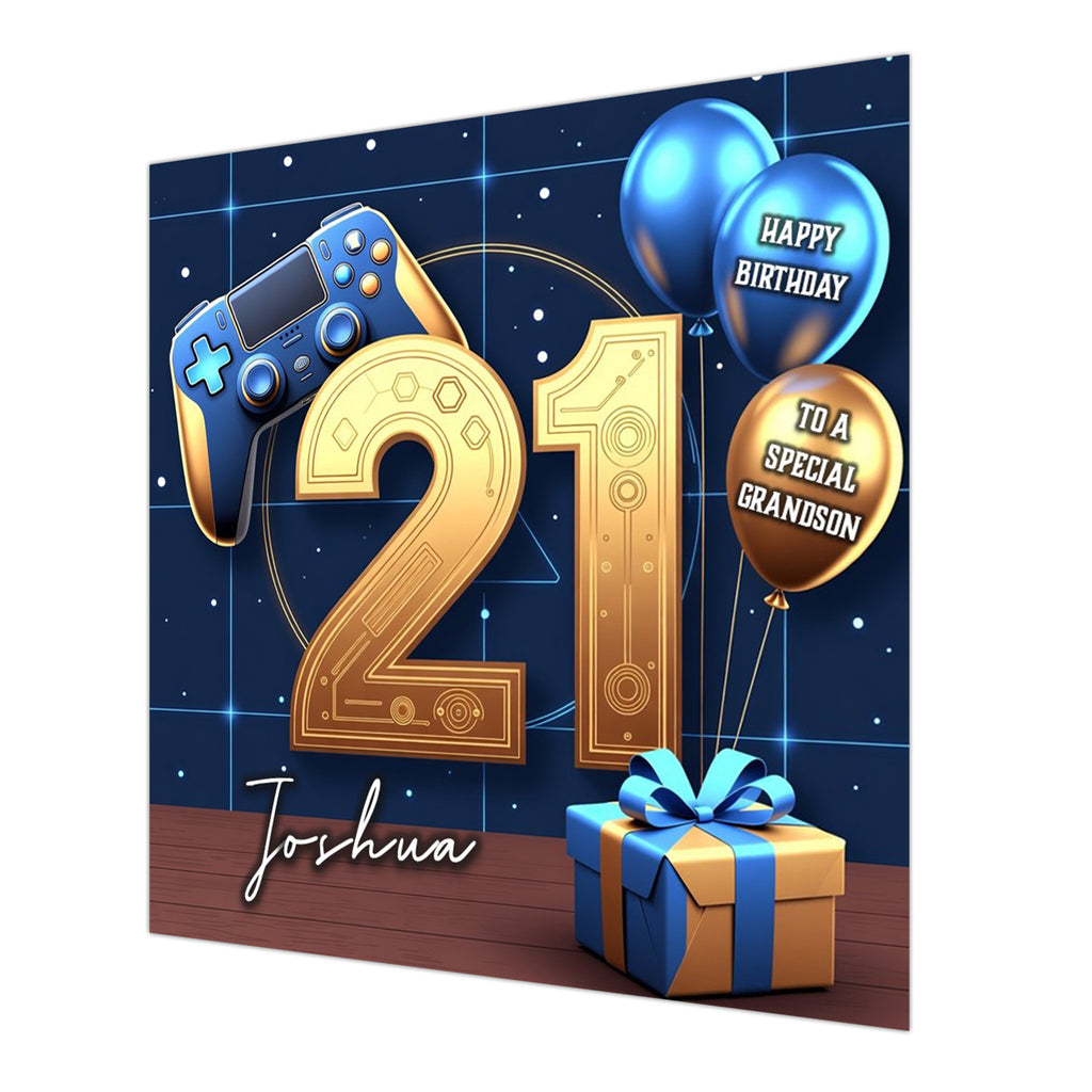 21st Gaming Birthday Card for Boys Personalised, Grandson, Son, Nephew