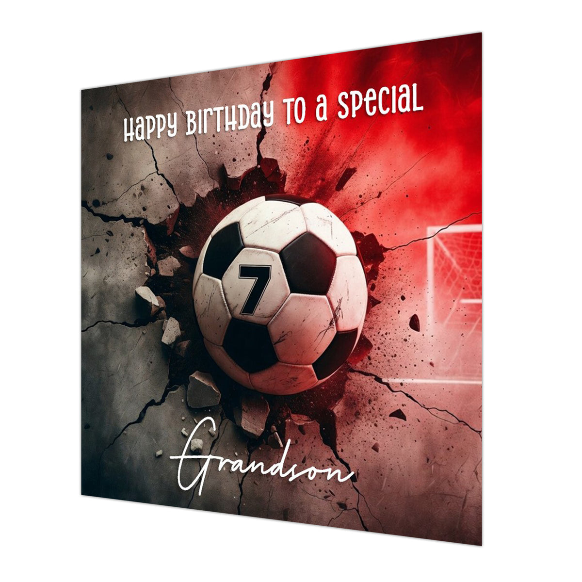 7th Football Birthday Card For Boys, Grandson, Son, Nephew, Brother, Blue, Red or Green, Personalised