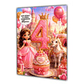 4th Birthday Card Princess Girl Granddaughter Daughter Niece Large A5 Size