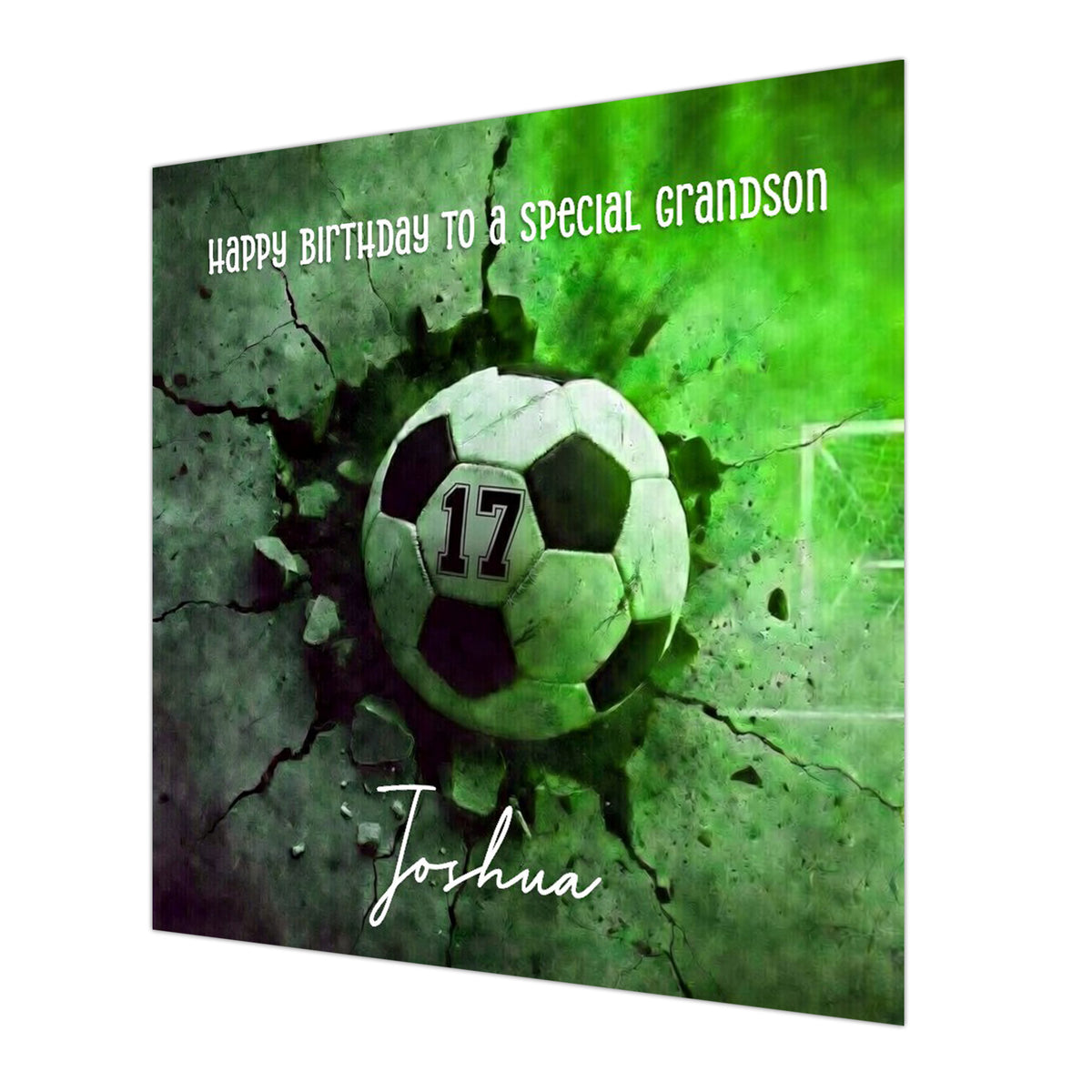Personalised 17th Birthday Card - Green Football Birthday Number