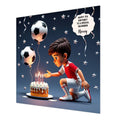 Personalised 7th Birthday Card - Boy Footballer with Birthday Cake