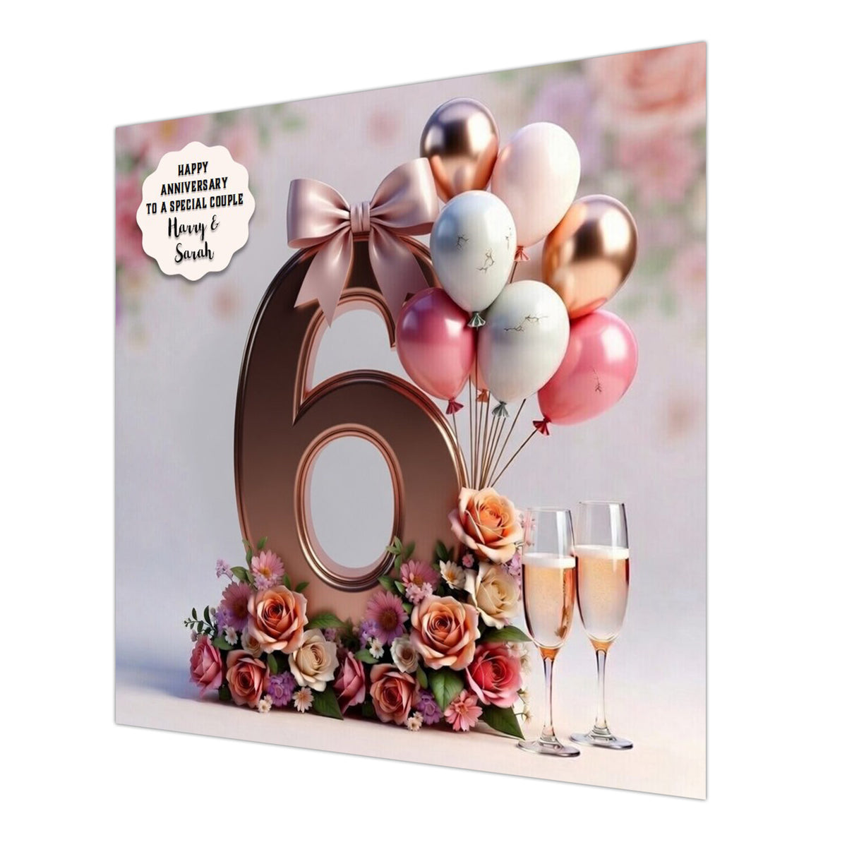 Personalised 6th Wedding Anniversary Card Special Couple, Son, Daughter, Granddaughter