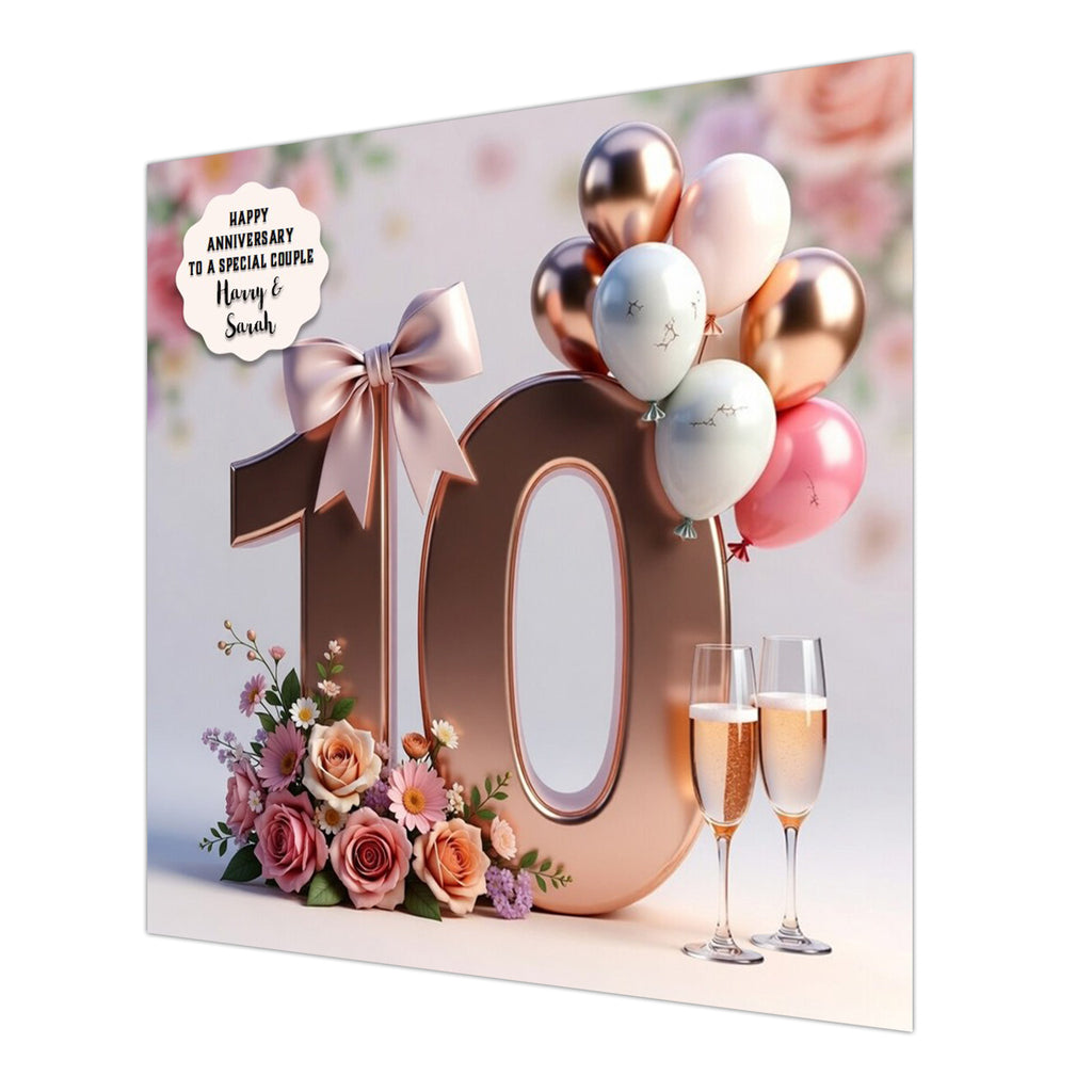 Personalised 10th Wedding Anniversary Card Special Couple, Son, Daughter, Granddaughter