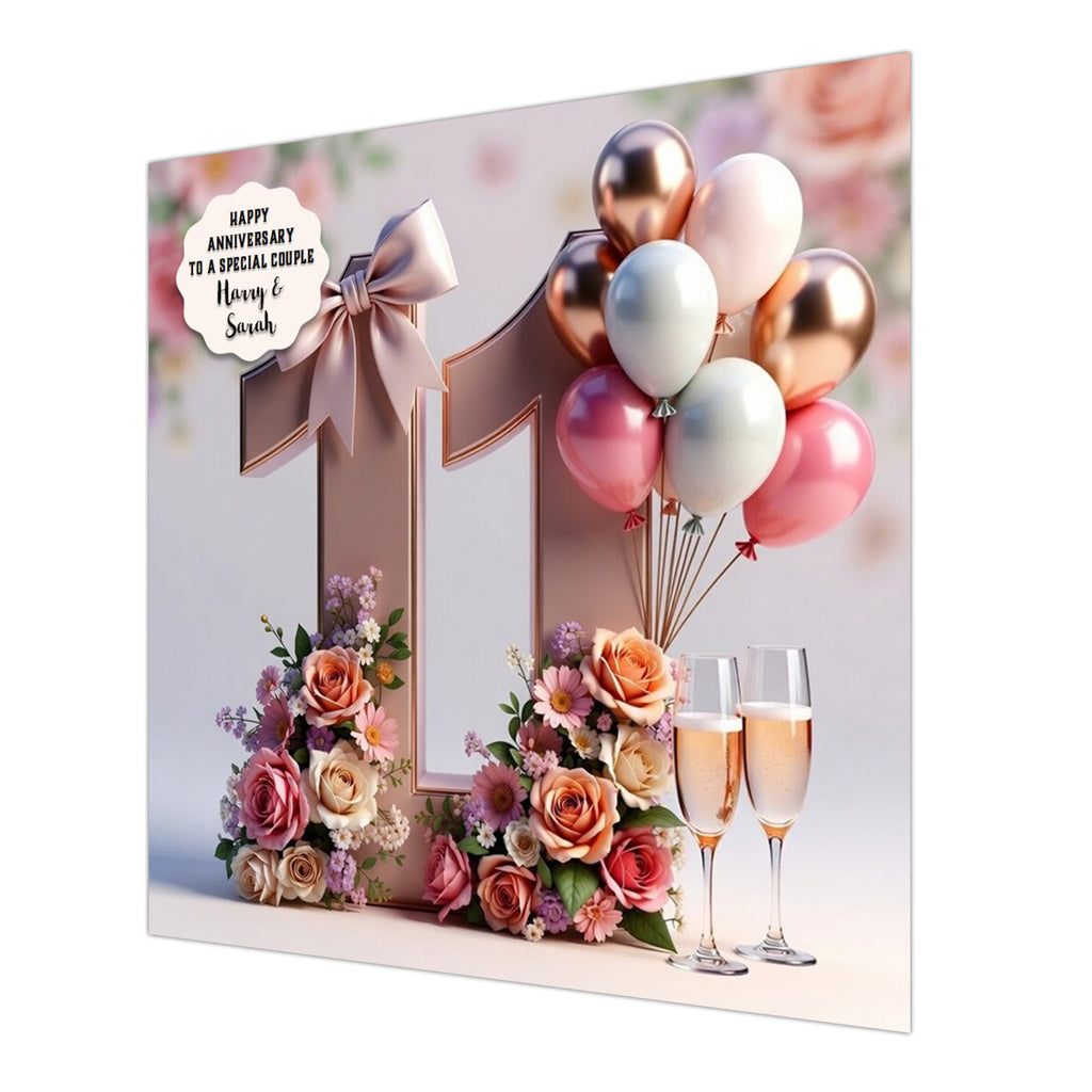 Personalised 11th Wedding Anniversary Card Special Couple, Son, Daughter, Granddaughter