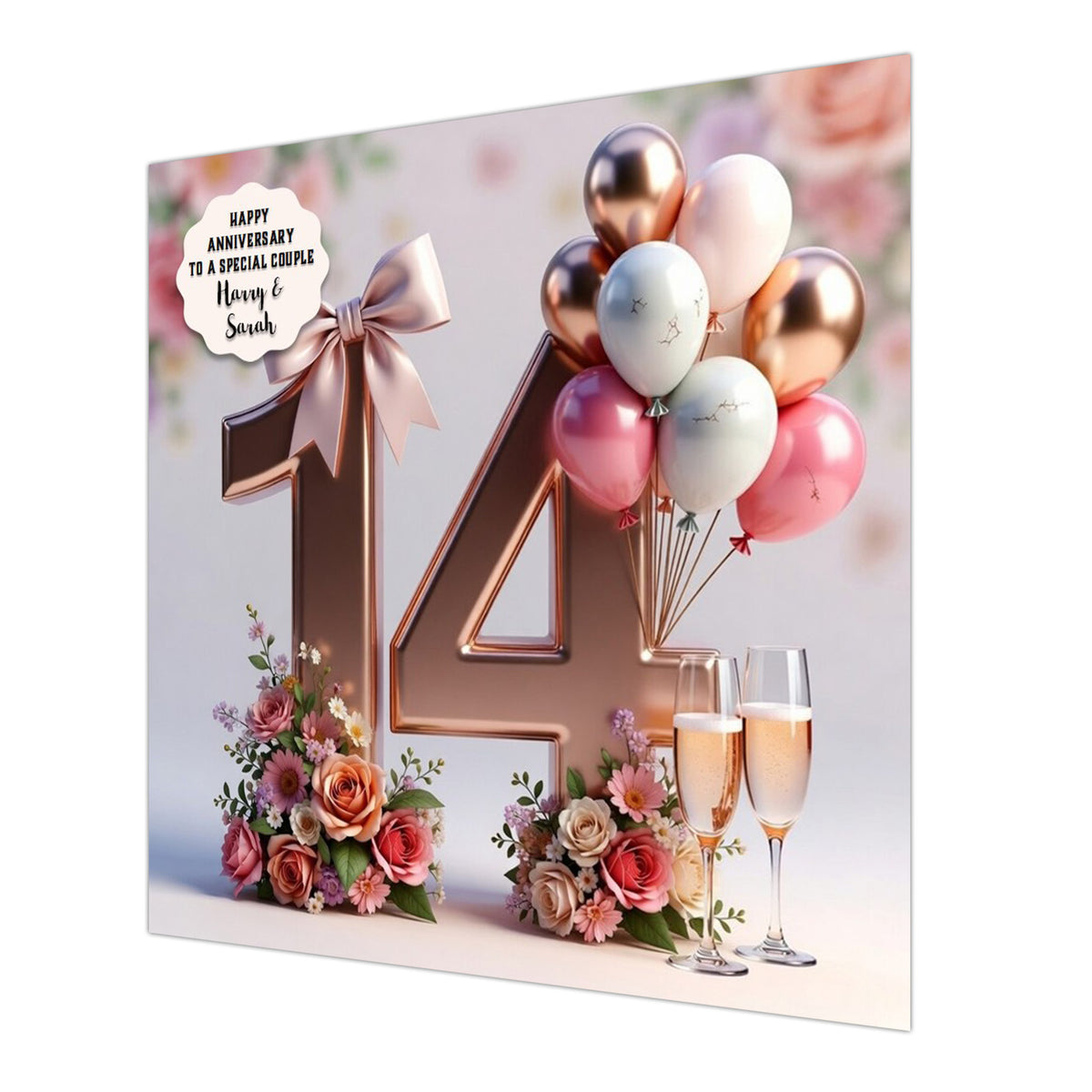 Personalised 14th Wedding Anniversary Card Special Couple, Son, Daughter, Granddaughter