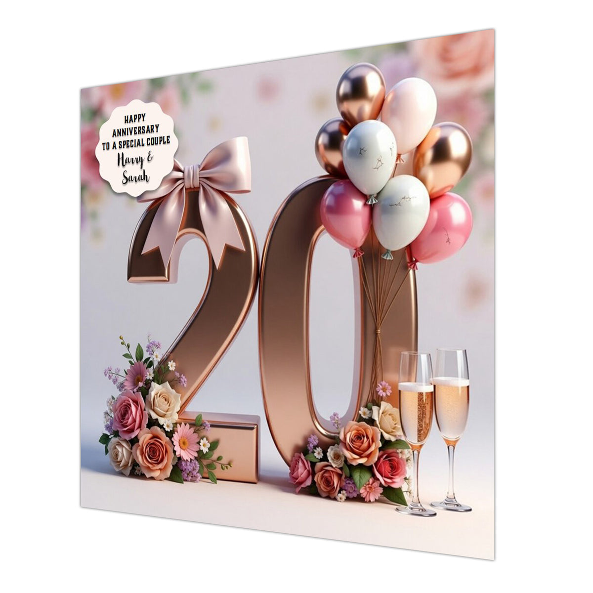 Personalised 20th Wedding Anniversary Card Special Couple, Son, Daughter, Granddaughter