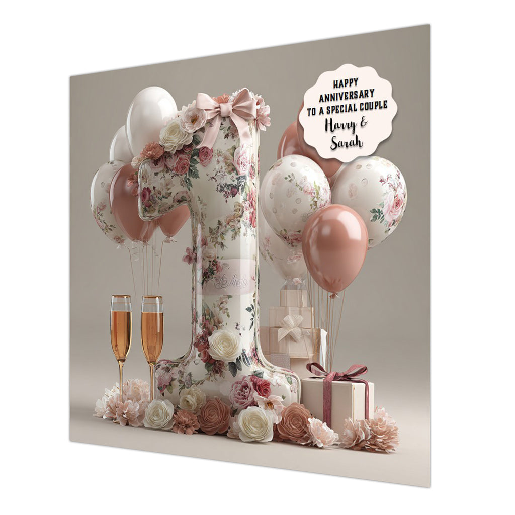 Personalised 1st Wedding Anniversary Card Special Couple, Son, Daughter, Granddaughter