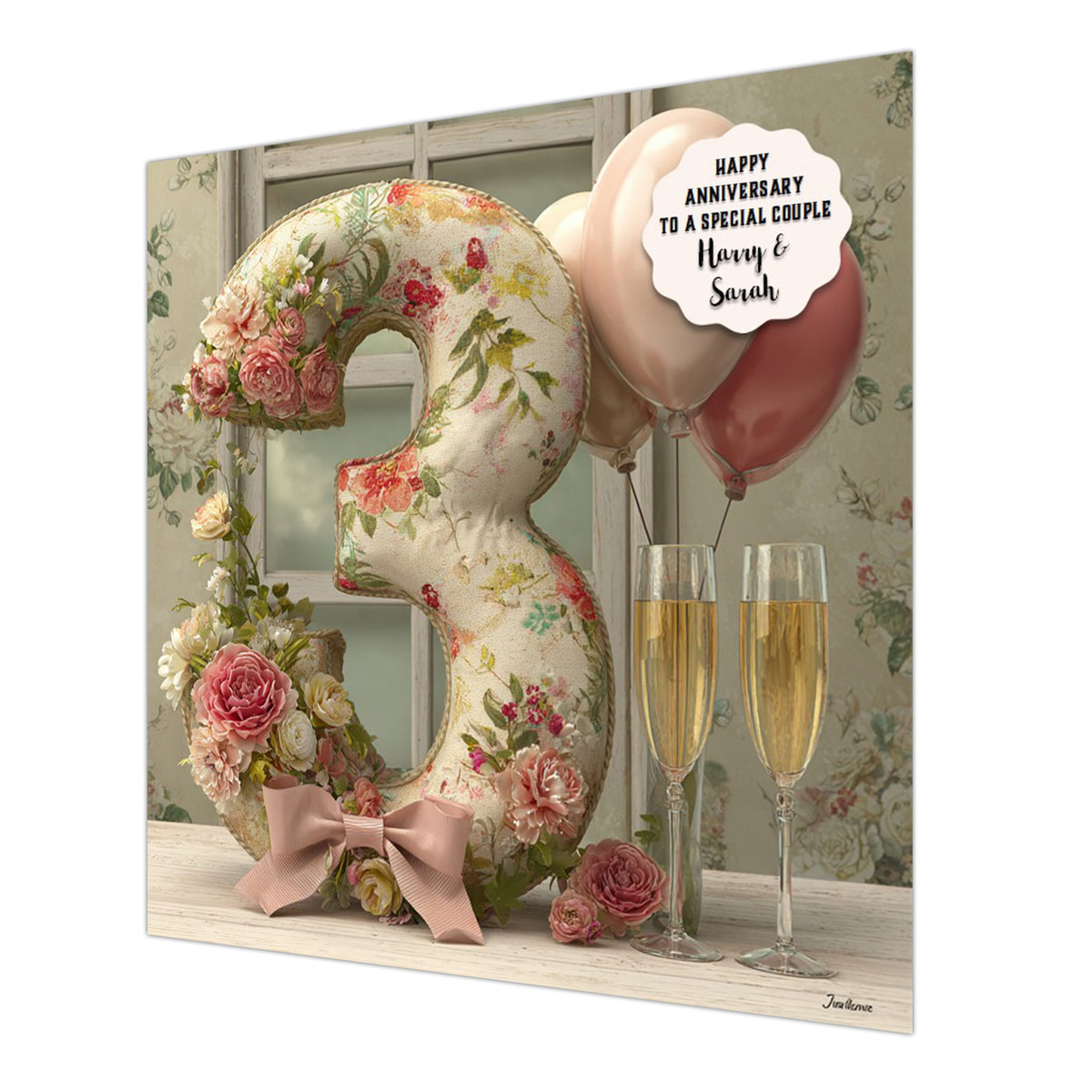 Personalised 3rd Wedding Anniversary Card Special Couple, Son, Daughter, Granddaughter