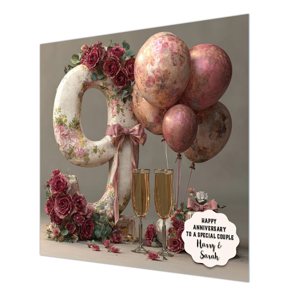 Personalised 9th Wedding Anniversary Card Special Couple, Son, Daughter, Granddaughter