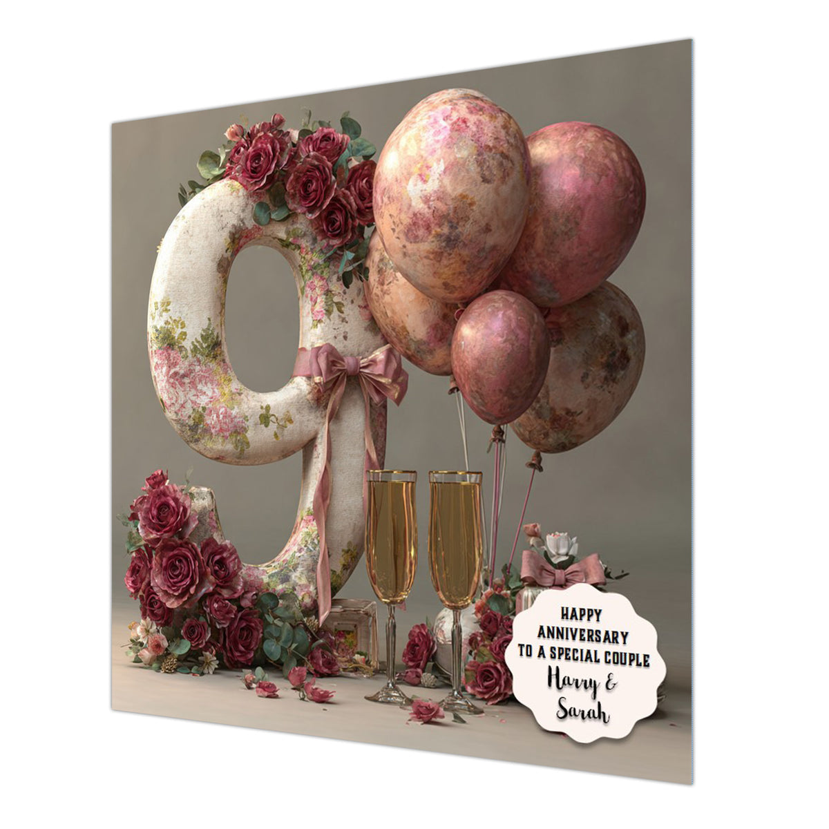 Personalised 9th Wedding Anniversary Card Special Couple, Son, Daughter, Granddaughter