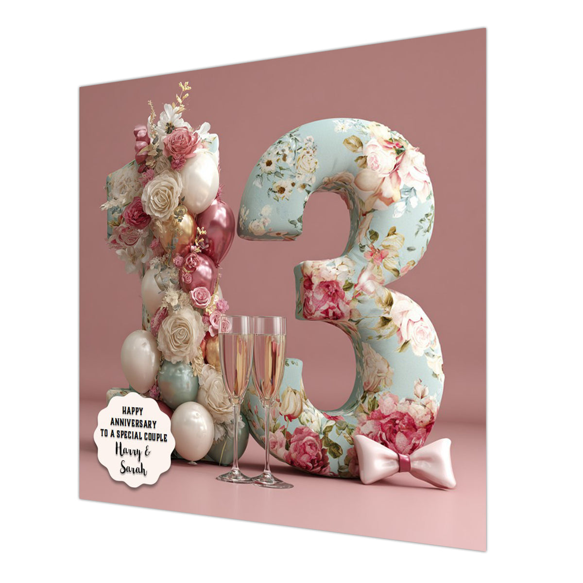 Personalised 13th Wedding Anniversary Card Special Couple, Son, Daughter, Granddaughter