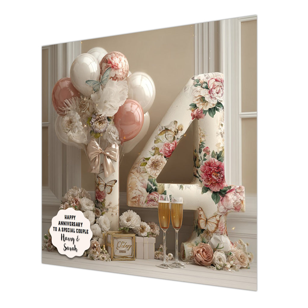 Personalised 14th Wedding Anniversary Card Special Couple, Son, Daughter, Granddaughter