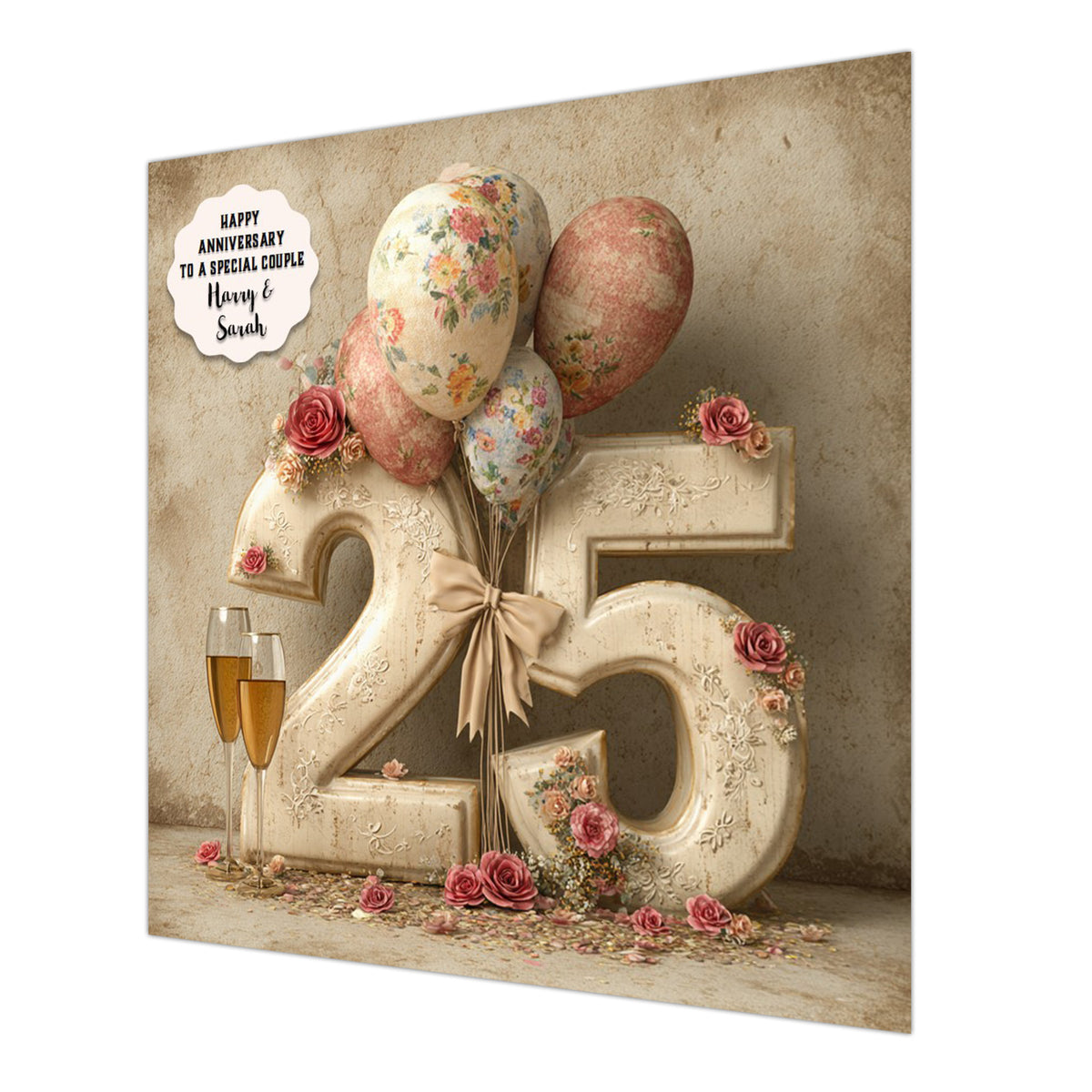 Personalised 25th Wedding Anniversary Card Special Couple, Son, Daughter, Granddaughter