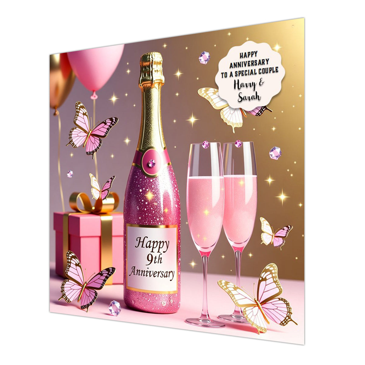 Personalised 9th Wedding Anniversary Card Special Couple, Son, Daughter, Wife, Husband