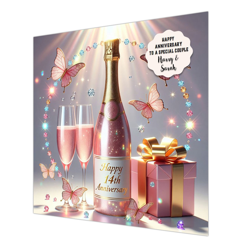 Personalised 14th Wedding Anniversary Card Special Couple, Son, Daughter, Wife, Husband