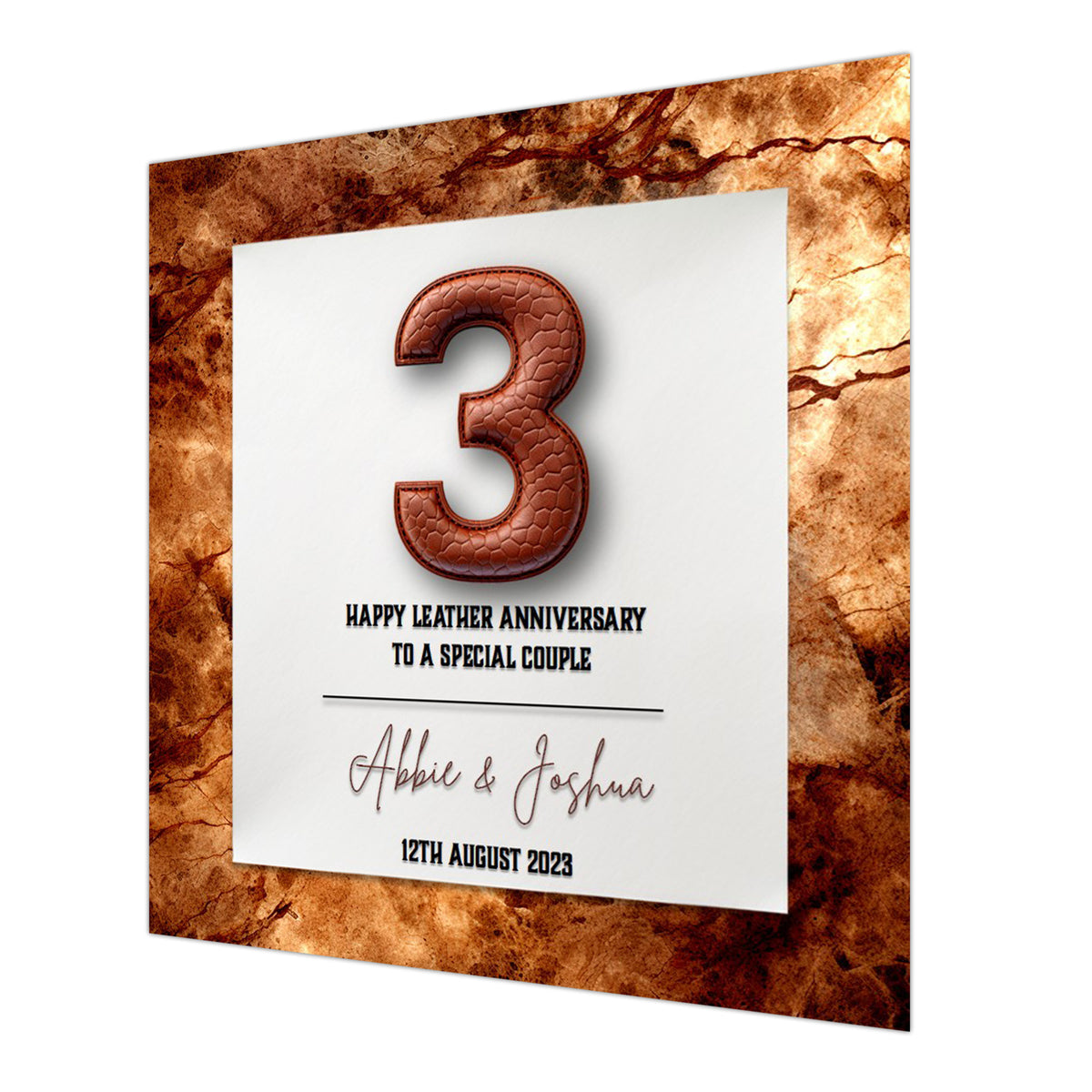 3rd Leather Wedding Anniversary Card For Husband, Wife or Special Couple Personalised