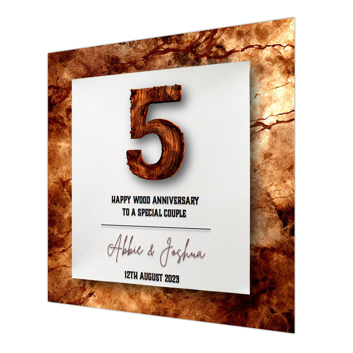 5th Wood Wedding Anniversary Card For Husband, Wife or Special Couple Personalised