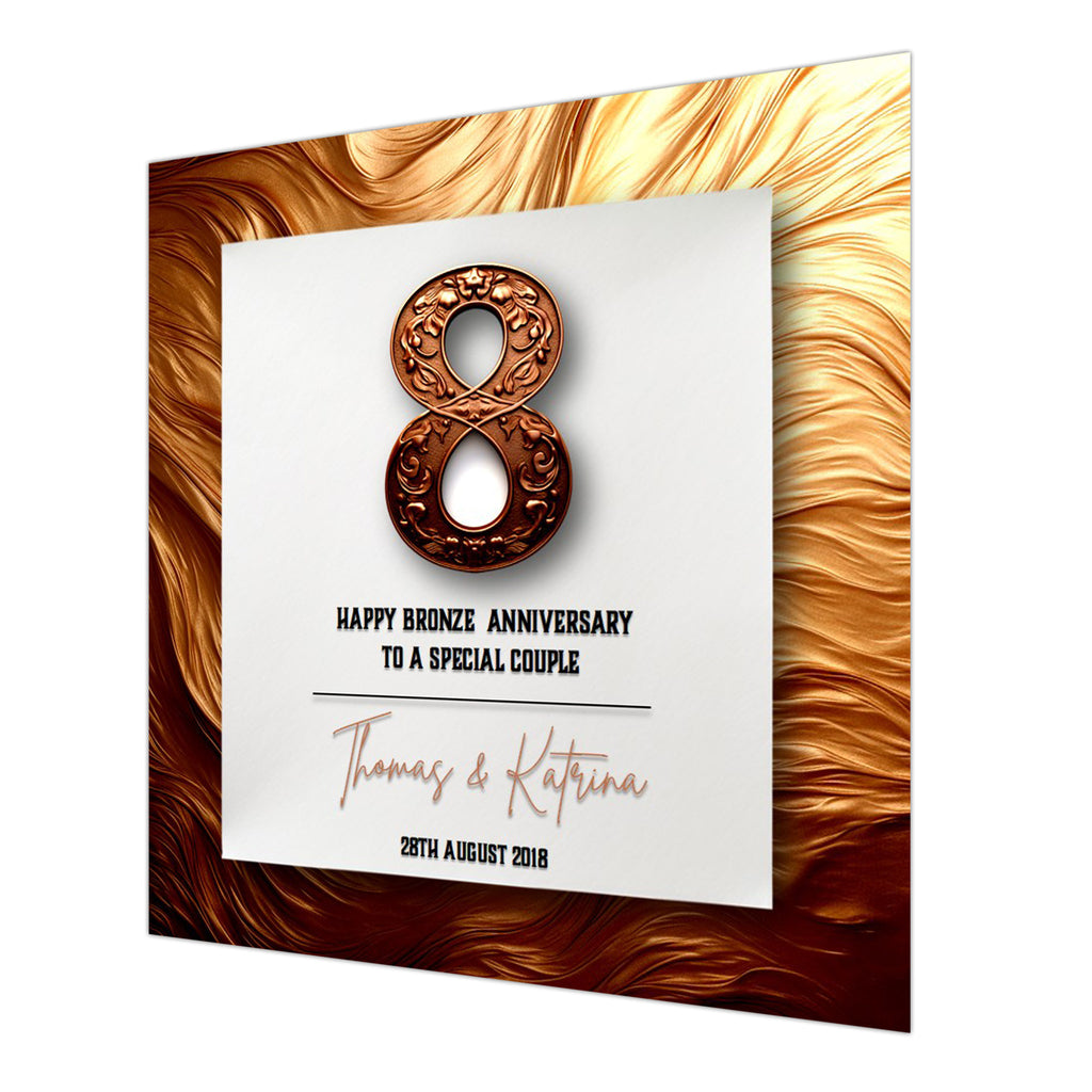 8th Bronze Wedding Anniversary Card For Husband, Wife or Special Couple Personalised