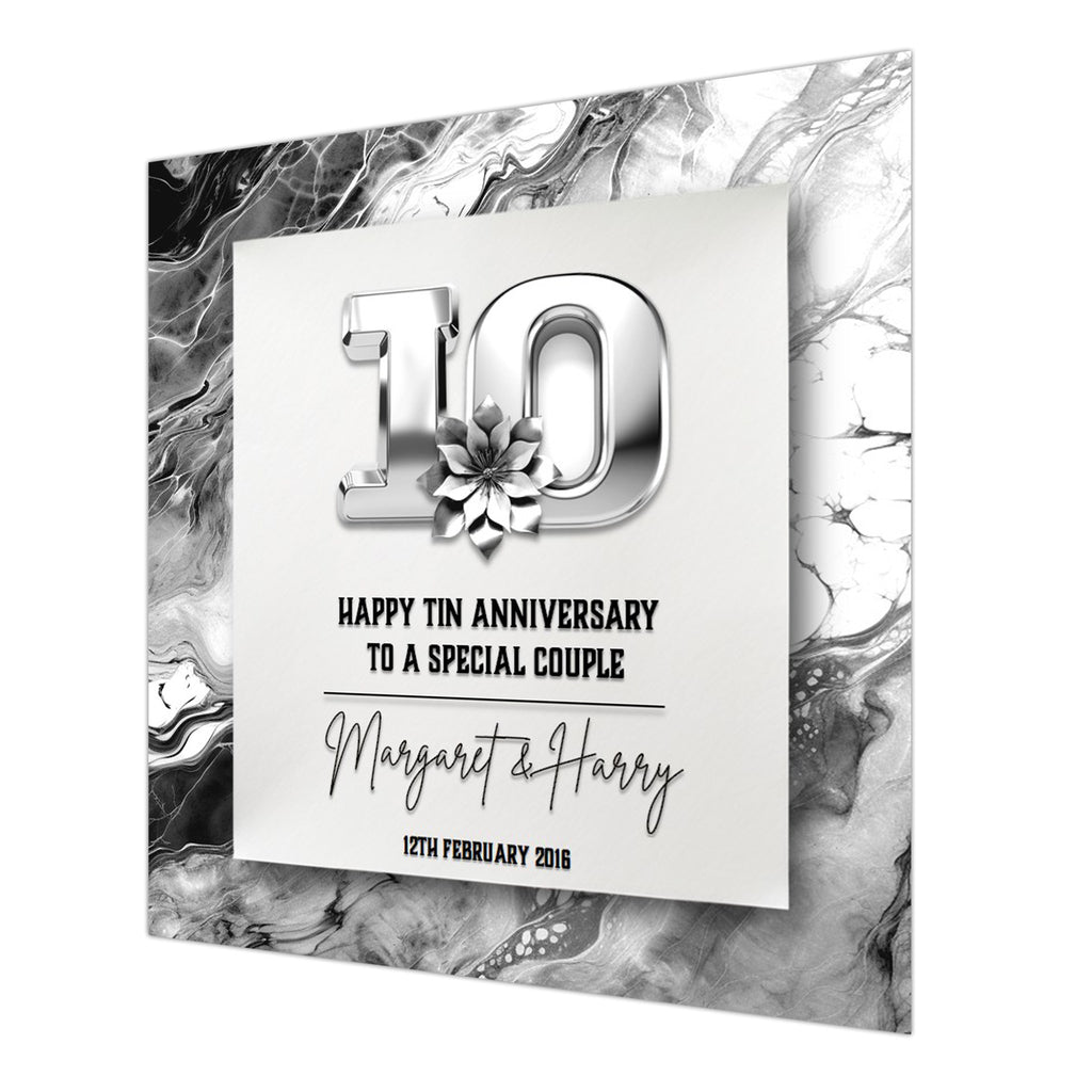 10th Tin Wedding Anniversary Card For Husband, Wife or Special Couple Personalised