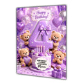 4th Birthday Card Teddy Bear Girl Granddaughter Daughter Large A5 Size