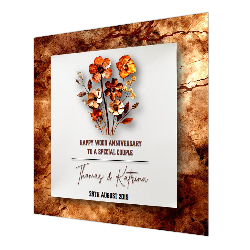 5th Wood Wedding Anniversary Card For Husband, Wife or Special Couple Personalised