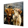 Personalised Wedding Anniversary Card, For Husband, Wife or Special Couple Highland Cow