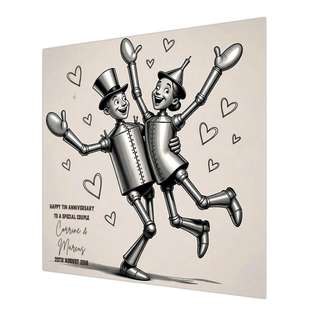 Personalised 10th Tin Wedding Anniversary Card, For Husband, Wife or Special Couple