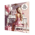 Personalised 10th Birthday Card - Girl at a Dressing Table - Blonde Hair