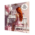 Personalised 10th Birthday Card - Girl at a Dressing Table - Ginger Hair