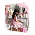 Personalised 10th Birthday Card - Girl in a Pink Dress - Black Hair