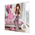 Personalised 10th Birthday Card - Girl in Sportswear - Brown Hair