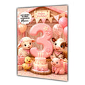 3rd Birthday Card Farm Animals Girl Granddaughter Daughter Large A5 Size