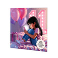 Personalised 11th Birthday Card - Girl Using a Phone on a Bed - Black Hair
