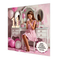 Personalised 11th Birthday Card - Girl in a Pink Dress - Brown Hair