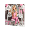 Personalised 11th Birthday Card - Girl Using a Phone at a Dressing Table - Blonde Hair
