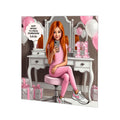 Personalised 11th Birthday Card - Girl Using a Phone at a Dressing Table - Ginger Hair