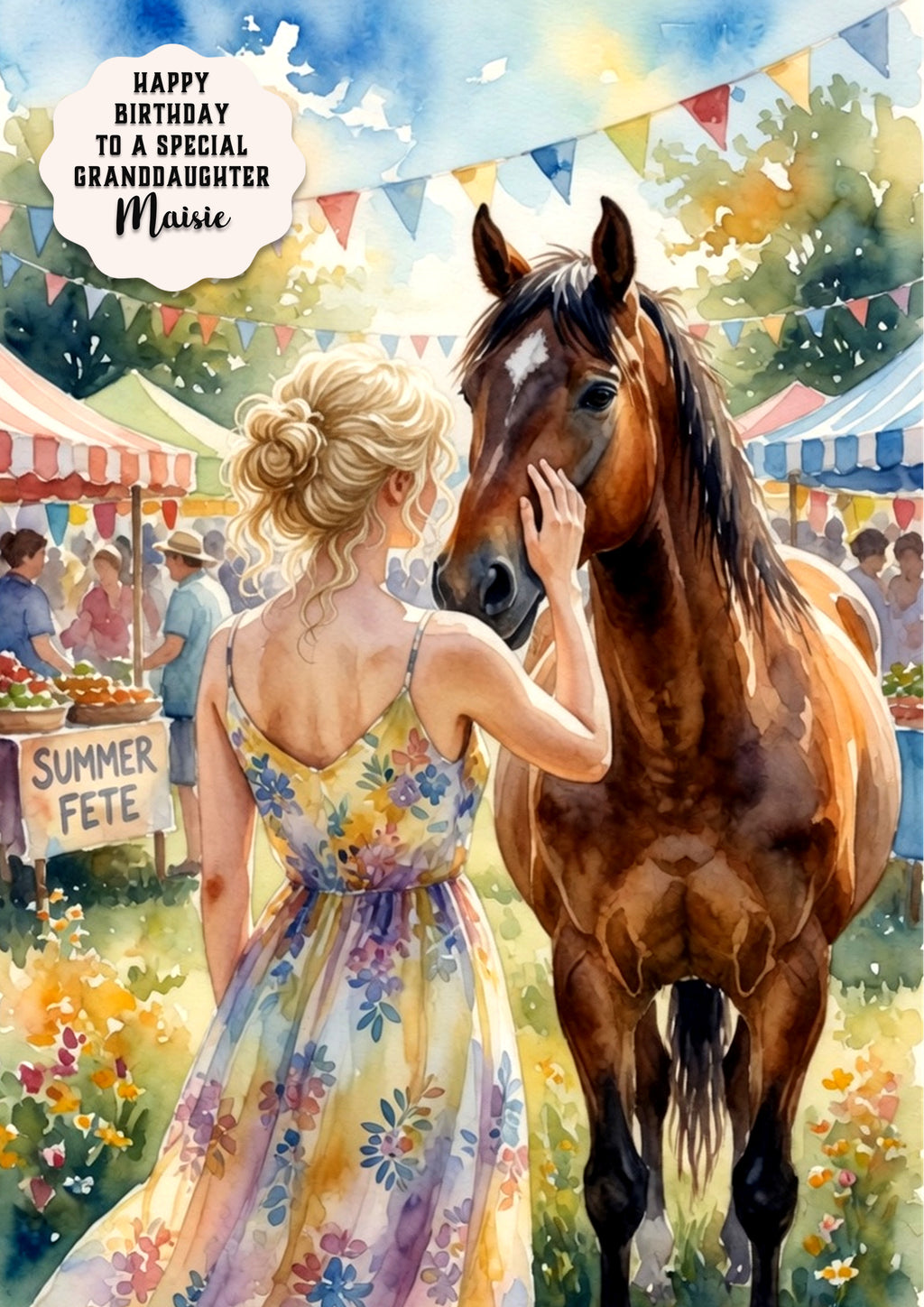 Birthday Card Girl Her Horse Granddaughter Daughter Niece Large A5 Size