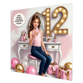 Personalised 12th Birthday Card - Girl Taking a Selfie - Brown Hair