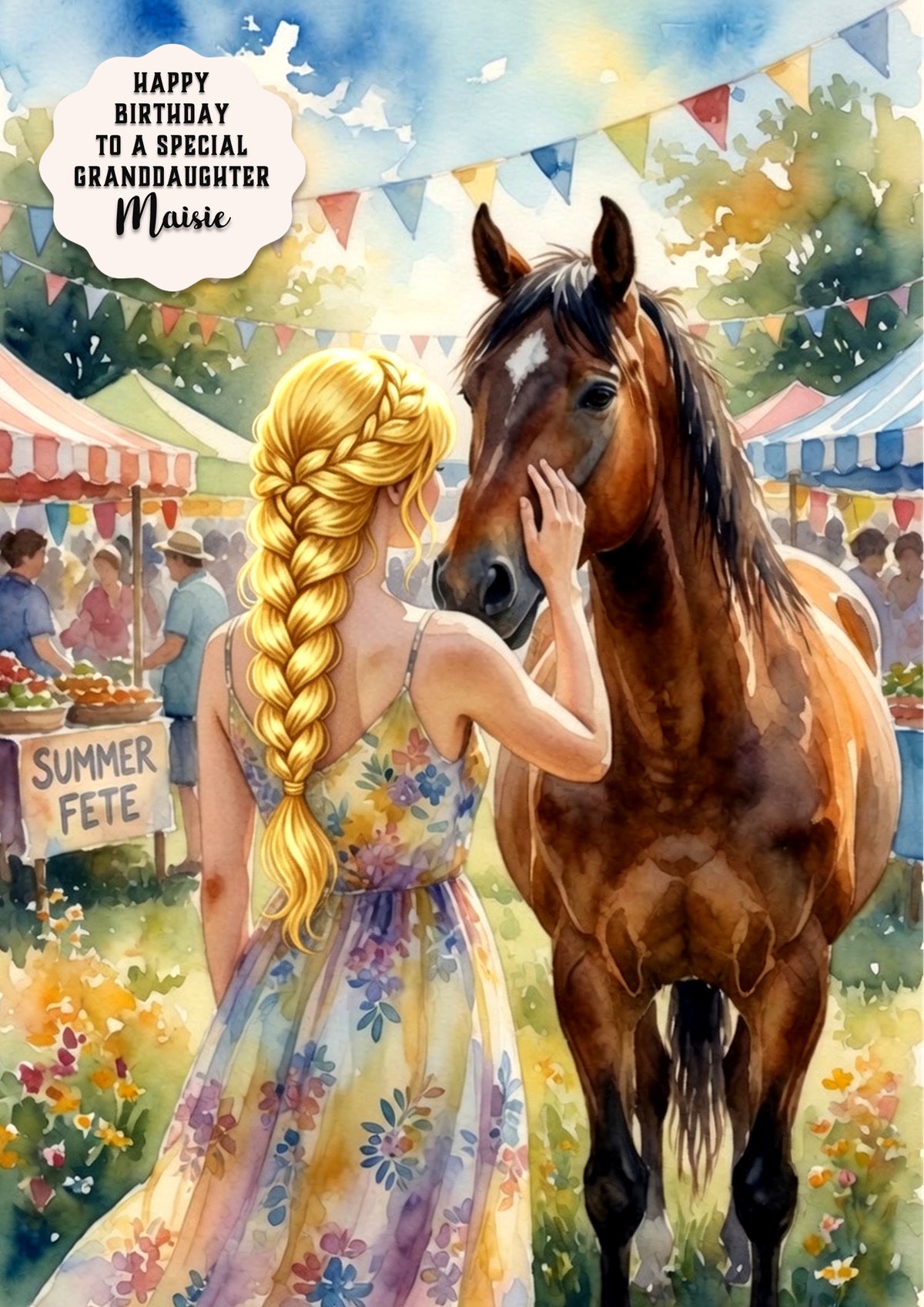 Birthday Card Girl Her Horse Granddaughter Daughter Niece Large A5 Size
