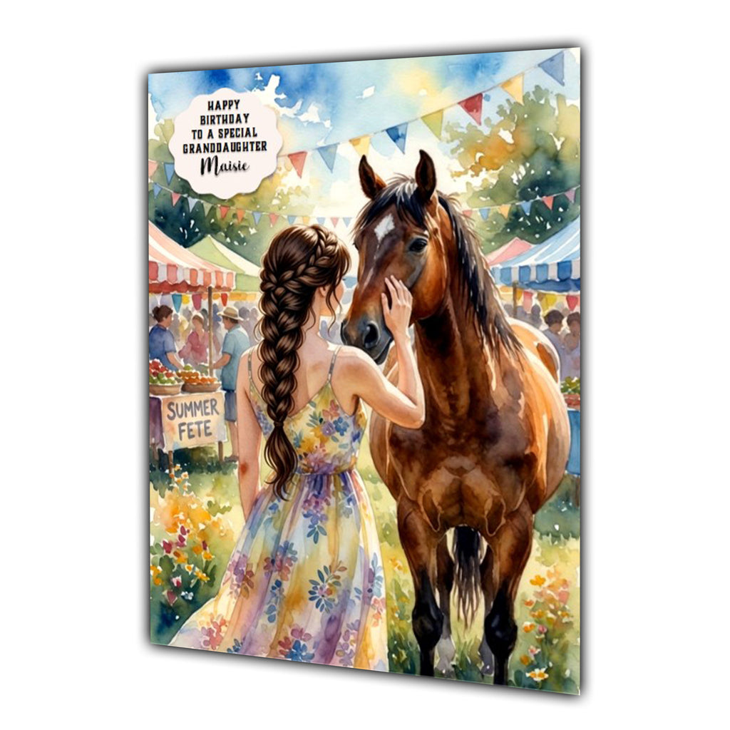 Birthday Card Girl Her Horse Granddaughter Daughter Niece Large A5 Size
