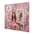 Personalised 14th Birthday Card - Girl at a Dressing Table - Brown Hair