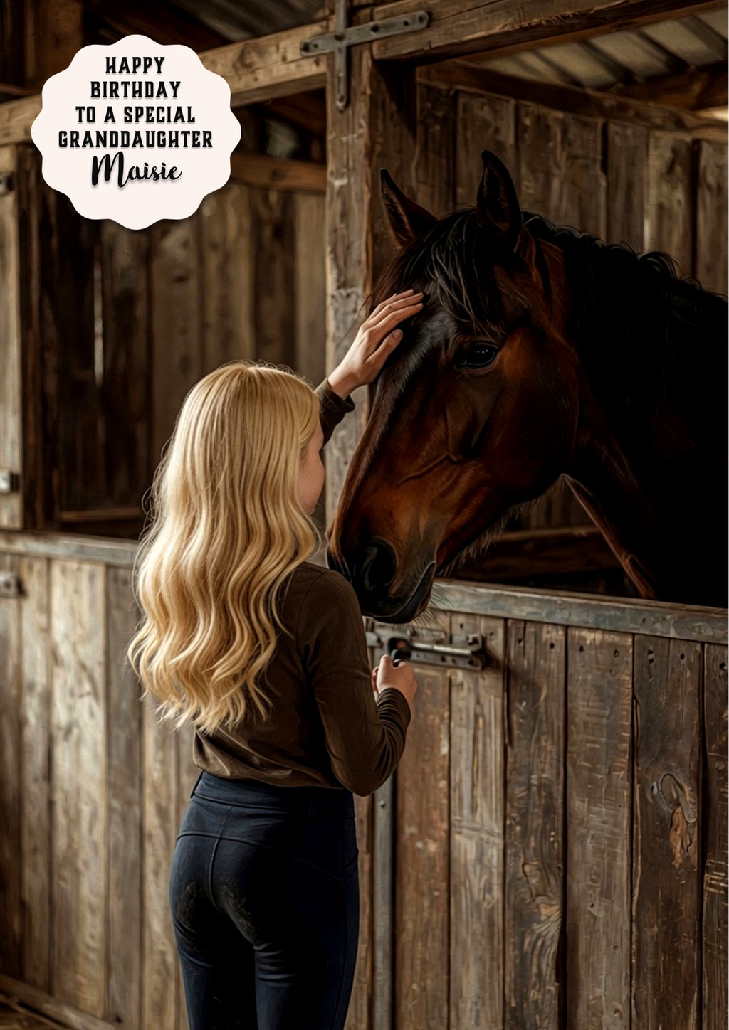 Birthday Card Girl Her Horse Granddaughter Daughter Niece Large A5 Size