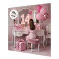 Personalised 14th Birthday Card - Girl at a Dressing Table - Brown Hair