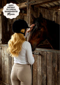 Personalised Birthday Card - Girl with a Horse at a Stable - Blonde Hair