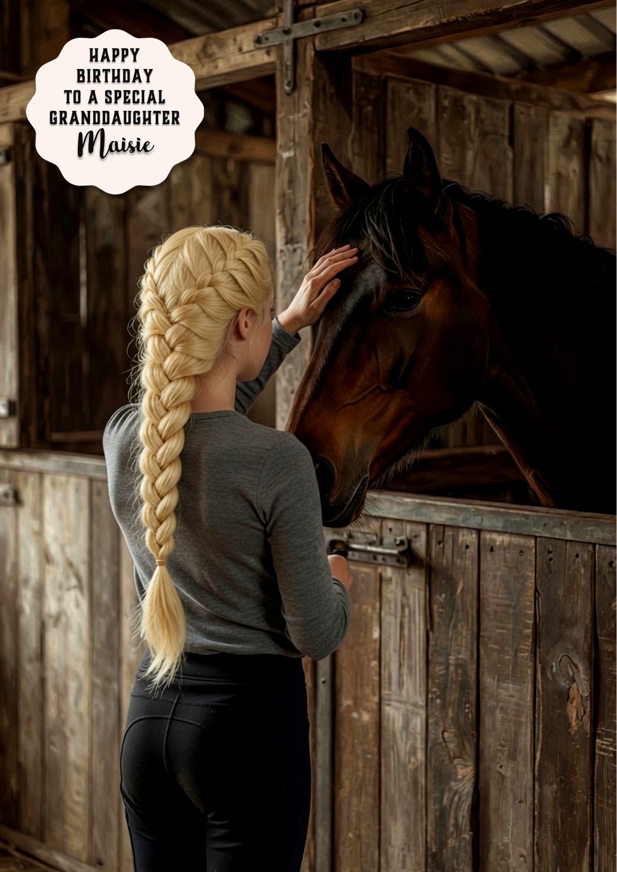 Personalised Birthday Card Girl Her Horse Granddaughter Daughter A5 Size