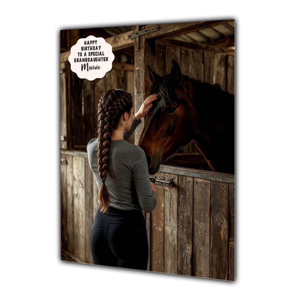 Personalised Birthday Card Girl Her Horse Granddaughter Daughter A5 Size