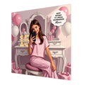Personalised 15th Birthday Card - Girl at a Dressing Table - Brown Hair