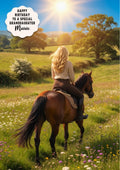 Personalised Birthday Card Girl Her Horse Granddaughter Daughter A5 Size
