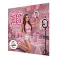 Personalised 16th Birthday Card - Girl Making a Video - Brown Hair