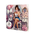 Personalised 16th Birthday Card - Girl Taking a Selfie at a Dressing Table - Brown Hair